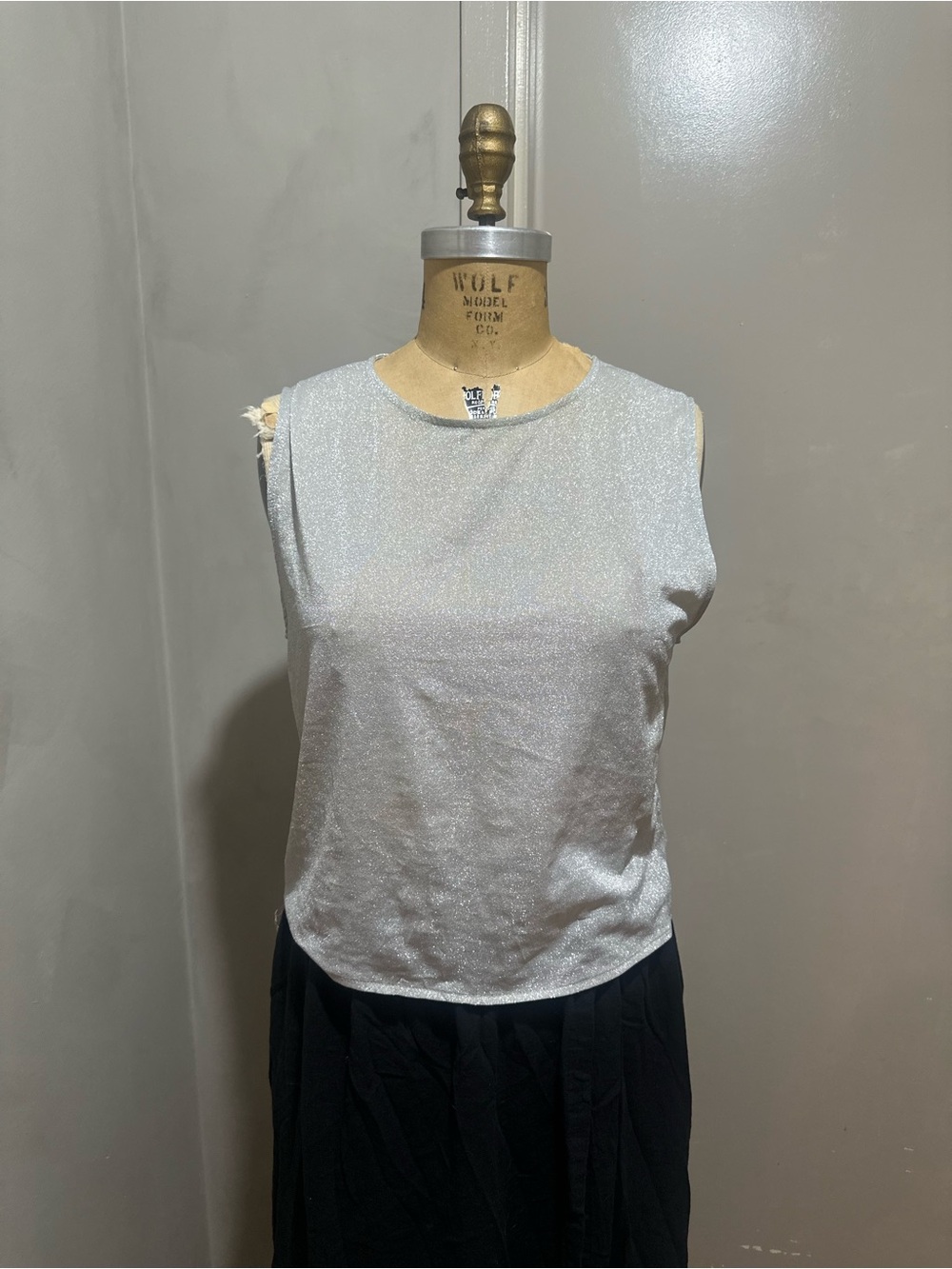 Zara Silver Metallic Sleeveless Tank Top